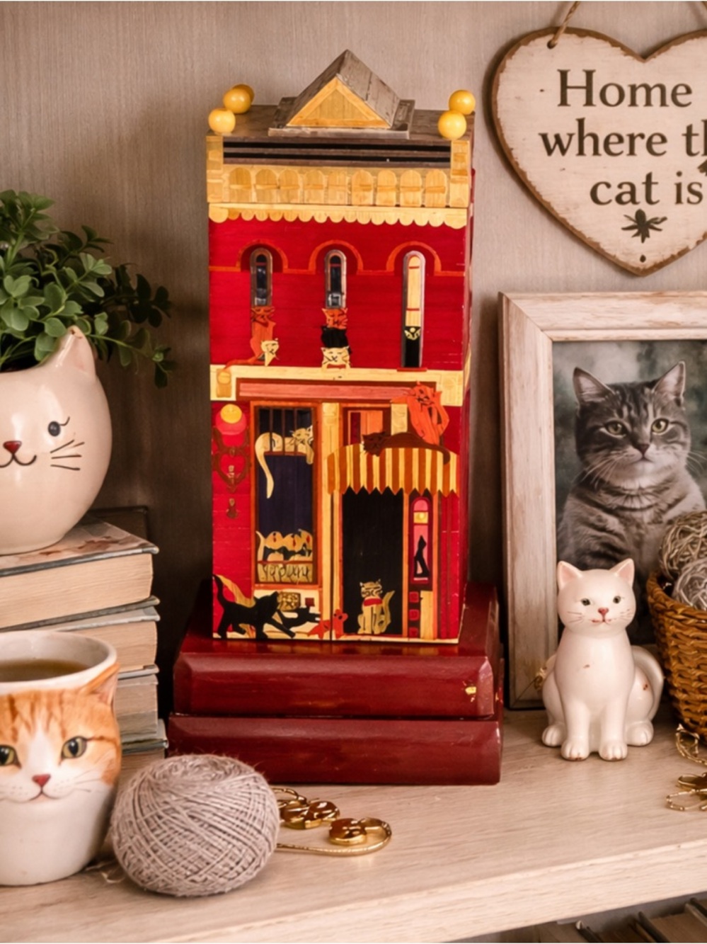 Vintage Cat Shop Decor